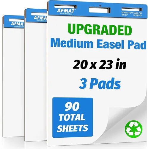 AFMAT Papel de cuadros mejorado, 20 x 23 pulgadas para profesores, almohadillas de caballete súper adhesivas para oficina, aula, pizarra blanca,