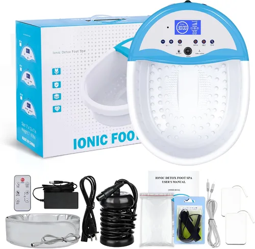LeCuag Máquina de desintoxicación iónica para baño de pies, máquina de spa de pies para uso doméstico, bañera de baño de pies con cinturón de