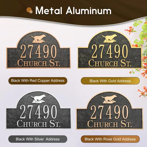 Miniatura 2 de Letrero de dirección montado en el césped, letrero de número de casa personalizado con 2 estacas de metal sólido, números de dirección para estilo 2