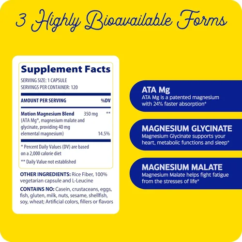 Miniatura 8 de Enzymedica Suplemento de movimiento de magnesio para mujeres y hombres, complejo de magnesio triple, ATA Mg, malato y glicinato, cápsulas de apoyo