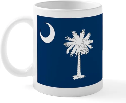 CafePress Taza de café de cerámica de 11 oz (11.0 fl oz) de la bandera de Carolina del Sur Taza con la bandera de Carolina del Sur