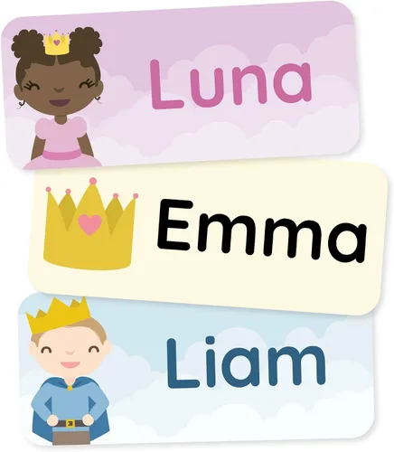 Miniatura 20 de Etiquetas de nombre personalizadas para niños (60) – Adhesivos personalizados impermeables y duraderos para ropa, guardería, oficina y suministros