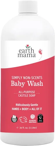 Earth Mama Simply Non-Scents - Jabón de manos espumoso para bebés, orgánico multiusos sin fragancia para pieles sensibles, jabón de castilla con