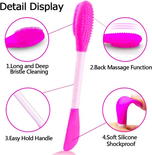 Miniatura 3 de Juego de 5 piezas de limpiador de silicona, cepillo para exfoliar labios, cepillo de limpieza facial de silicona, herramienta aplicadora facial y 2