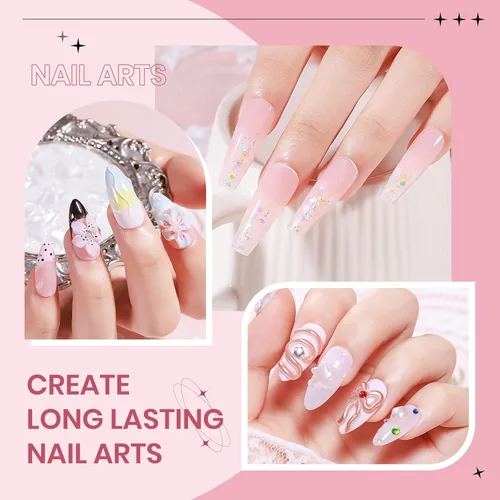 Miniatura 5 de Gel Constructor Sólido para Uñas Blanco Desnudo Claro Escultura 3D Arte de Uñas Gel Duro con Polvo Cromado para Tallar Patrones Decoración Manicura