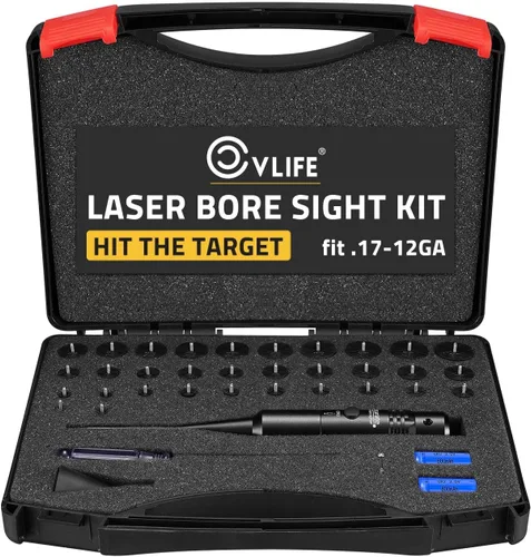 CVLIFE Kit profesional de visión láser con 32 adaptadores para calibres 0.17 a 12GA, láser de visión de diámetro brillante rojo o verde con