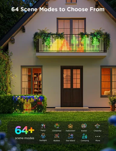 Miniatura 5 de Luces Govee de red para exteriores, 0.85*2.85 metros con funciones RGBIC y de bricolaje, 480 luces LED inteligentes con 64 modos para decoración