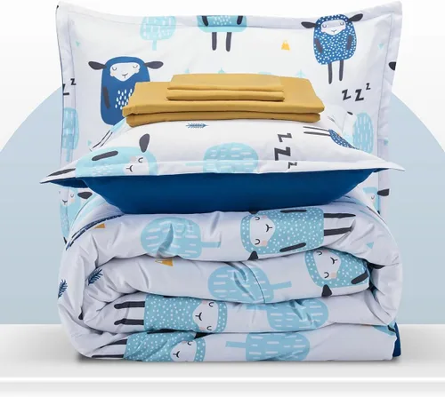 Miniatura 6 de SLEEP ZONE Juego de edredón para niños, tamaño matrimonial/queen, súper lindo y suave, ropa de cama para niños en una bolsa, juego de 7 piezas