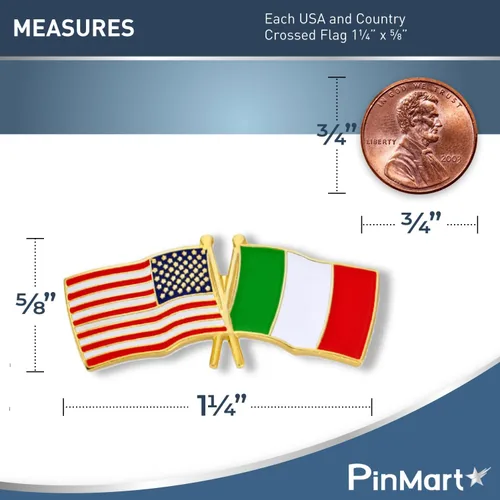 Miniatura 136 de PinMart Pin de solapa esmaltado con bandera de la amistad cruzada de Estados Unidos y el mundo