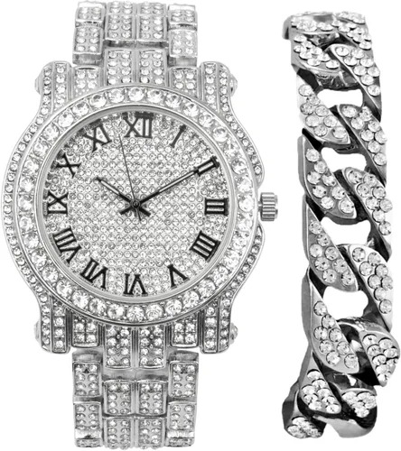 Miniatura 60 de Charles Raymond Bling-ed Out Ultimate Hip Hop Royalty Reloj para hombre con número romano de fácil lectura o indicadores de tiempo de diamantes