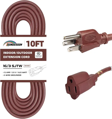 Miniatura 16 de Cable de extensión para exteriores de 10 pies, 16/3 SJTW, cable de extensión verde duradero para luces de Navidad con enchufe de tierra de 3 puntas