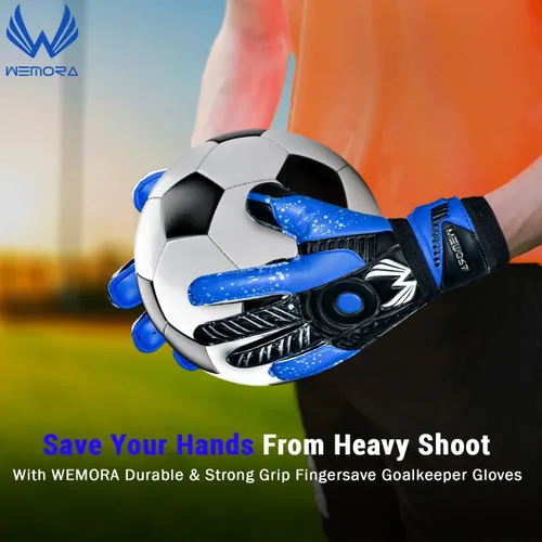 Miniatura 2 de Guantes de Portero de Fútbol Fingersave para Niños, Jóvenes y Adultos con Palma de Agarre Fuerte de 7.5MM, Espinas Flexibles en los Dedos Guantes