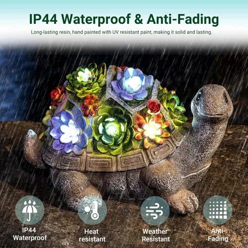 Miniatura 7 de Estatuas de jardín solar GIGALUMI Figura de tortuga Luces para exteriores, decoraciones de jardín al aire libre Decoración de jardín Regalos únicos