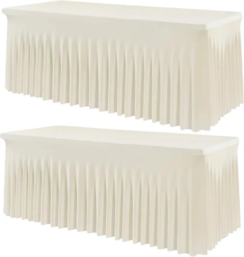 Miniatura 61 de Outpain - 4 paquetes de mantel de elastano de 6 pies para mesas plegables estándar - Mantel de mesa rosa bebé, protector de mesa para fiesta, boda