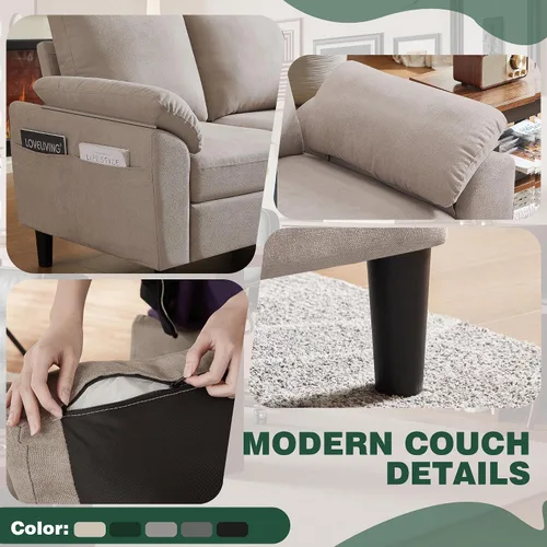 Miniatura 7 de Sofá modular convertible de 80 pulgadas, sofá pequeño en forma de L de 3 asientos con diván de almacenamiento reversible, sofá moderno de tela