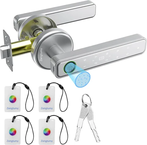 Miniatura 11 de Cerradura de puerta con huellas dactilares, cerraduras de puerta para dormitorios, cerradura biométrica de puerta con huella Negro 03