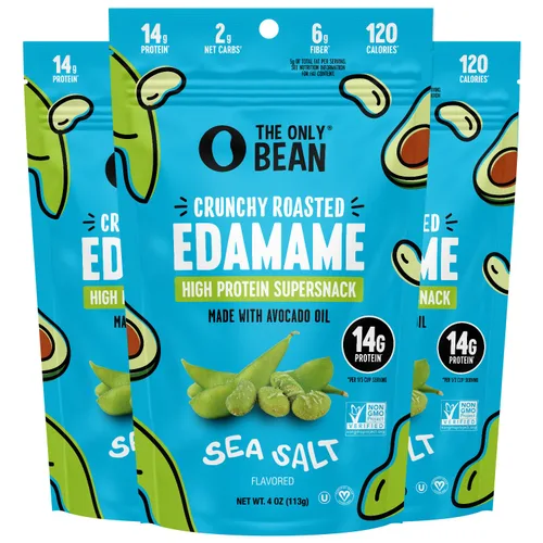 Miniatura 10 de The Only Bean Granos Edamame tostados secos crujientes (paquete variado), bocadillos saludables keto bajos en carbohidratos para adultos y niños