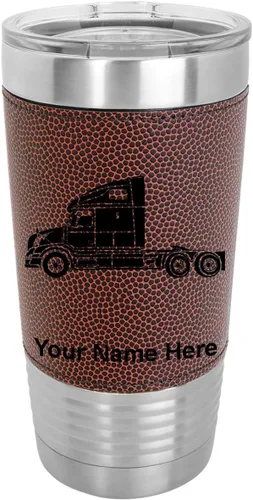 Miniatura 17 de LaserGram Taza aislada al vacío de 20 onzas, cabina de camión, grabado personalizado incluido (piel sintética, negro)
