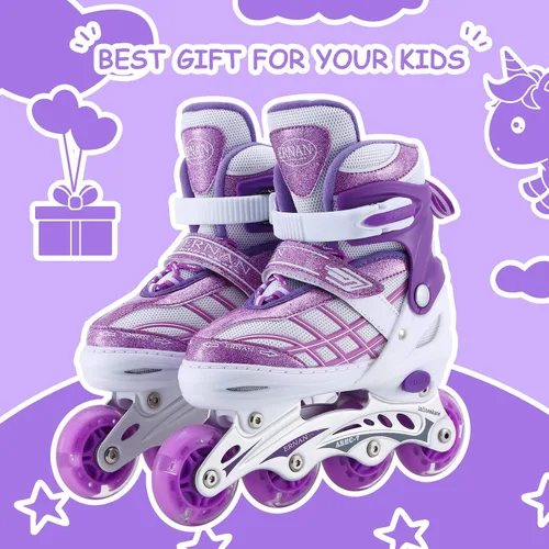 Miniatura 6 de Patines en línea para niños y niñas principiantes ajustables, las 8 ruedas iluminadas