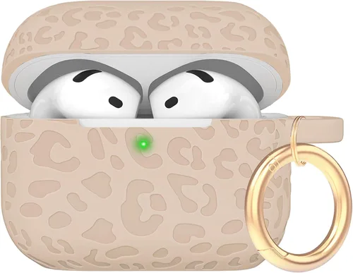 Miniatura 8 de Funda de silicona con flores compatible con AirPods Pro 2019, Gawnock - Funda suave y flexible para imprimir para mujeres y niñas con llavero - Flor