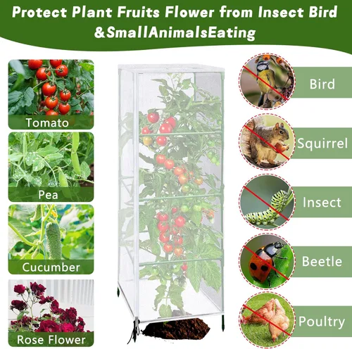 Miniatura 4 de 3 piezas de red para pájaros de jardín, cubierta para plantas para jaula cuadrada de tomate, 59" x 17.7" barrera contra insectos y pájaros, red