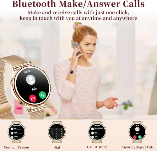Miniatura 9 de Relojes inteligentes para mujer, reloj HD de 1.83 y 1.27 pulgadas con llamadas y mensajes/frecuencia cardíaca/sueño/ciclo femenino, reloj