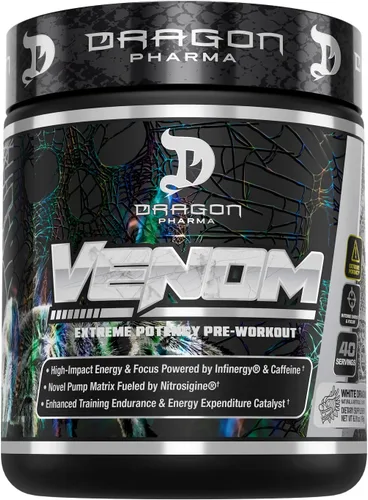 Miniatura 10 de DRAGON PHARMA Venom Extreme Potency Pre-Entreno, Enfoque Láser Agudo + Energía, Rendimiento Intenso, Ingredientes Probados para Vasodilatación