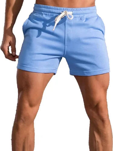 Miniatura 8 de Pantalones cortos de algodón de 5.5/7 pulgadas para hombre, pantalones cortos de entrenamiento de algodón con bolsillos