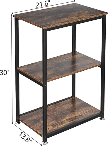 Miniatura 3 de VECELO Tall End Side Table,30" Height Nightstand with 3-Tier Storage Shelf for Living Room Bedroom Office Hallway Study