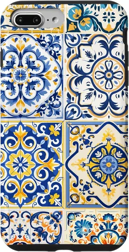 Miniatura 11 de iPhone 13 Patrón de azulejos mediterráneos sicilianos con estuche estético Maiólica