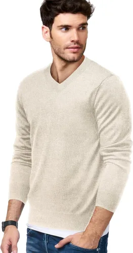 Miniatura 2 de COOFANDY Suéter de vestir con cuello en V para hombre, manga larga, ajustado, suéter de moda