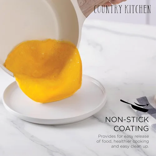 Miniatura 4 de Country Kitchen Juego de ollas y sartenes antiadherentes, juego de utensilios de cocina de aluminio fundido con utensilios, juego de cocina