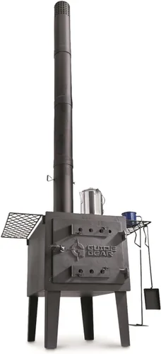 Miniatura 8 de Guide Gear Estufa de leña grande para exteriores portátil con tubo de chimenea para cocinar, acampar, tienda de campaña, senderismo, pesca, mochilero