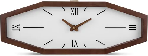 Miniatura 10 de Foxtop Reloj de pared de madera de 12 pulgadas, silencioso, sin tictac, funciona con pilas, reloj de pared redondo de cuarzo, decorativo