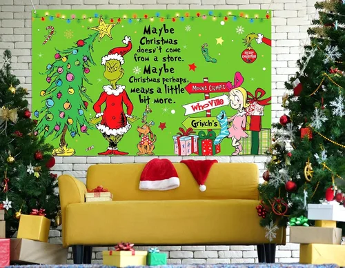 Miniatura 6 de Nepnuser Telón de fondo de cabina de fotos de Feliz Navidad, elfo verde, decoraciones de Navidad, suministros de fiesta de invierno, decoración
