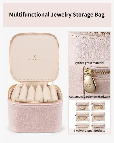 Miniatura 4 de Vlando Regalos para profesores, joyero con 6 bolsas de terciopelo para joyas, almacenamiento de joyas de viaje para mujeres y niñas, organizador