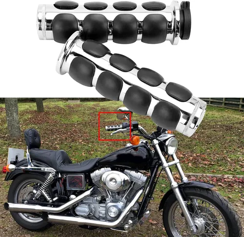Miniatura 13 de Par de empuñaduras negras de 1" para extremos de manillar de motocicleta para Cruisers, Harley, Yamaha, Suzuki