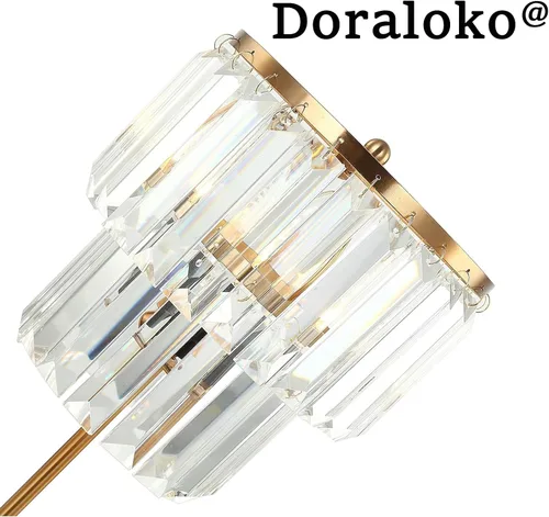 Miniatura 3 de Lámpara de noche para dormitorio, lámpara de mesa de cristal dorado de 18 pulgadas, gotas de cristal transparente Tiffany, puerto de carga USB