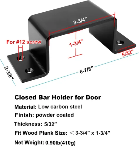 Miniatura 2 de heneng 4 soportes de barricada de puerta de 2 x 4, soporte para barra de puerta, 5/32 pulgadas de grosor