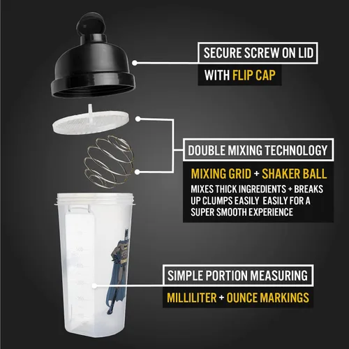 Miniatura 3 de Paladone Batman Protein Shaker - Botella mezcladora de 23 onzas, con licencia oficial de DC Comics