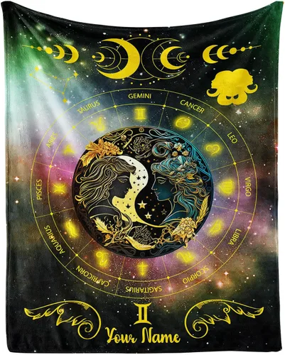 Miniatura 22 de Manta del zodiaco Tauro, manta de franela de 50 x 40 pulgadas, manta de franela con temática de astrología y estrellas y vibrante, manta suave