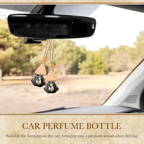 Miniatura 5 de 50 piezas de ambientador de coche colgante, botellas de difusor de coche negro, botellas de perfume de vidrio vacías, ambientador difusor colgante