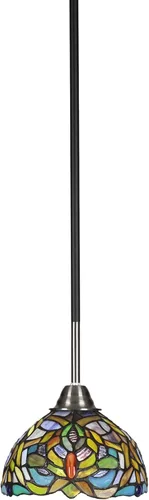 Miniatura 219 de Toltec Lighting Paramount - Mini colgante de 1 luz en acabado negro mate con cristal de arte perla de 7 pulgadas y estilo negro