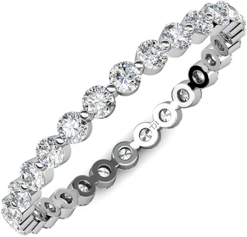 TriJewels Anillo flotante de eternidad para mujer, con diamantes cultivados en laboratorio, 34 ctw, apilable, oro de 14 quilates