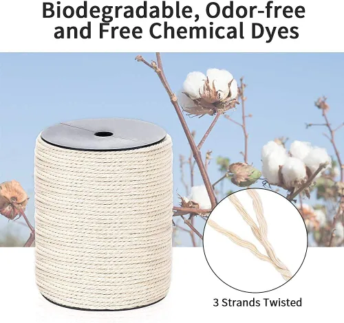 Miniatura 6 de Cordón de macramé de 2 mm x 656 yardas (1968 pies), cuerda de macramé de algodón natural - cuerda de algodón de macramé trenzada de 3 hilos
