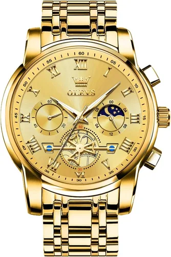 Miniatura 17 de OLEVS Relojes para hombre, resistente al agua, de lujo, gran cara, reloj analógico de cuarzo de acero inoxidable, relojes de vestir analógicos