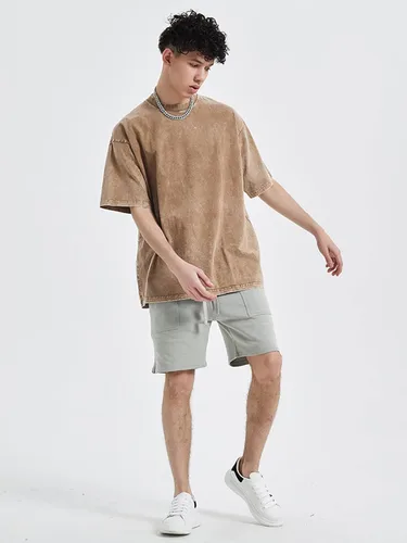 Miniatura 4 de Vamtac Men's Oversized T Shirts Vintage Half Sleeves Cotton Casual Baggy Basic Tees Summer Solid Loose Tops Unisex