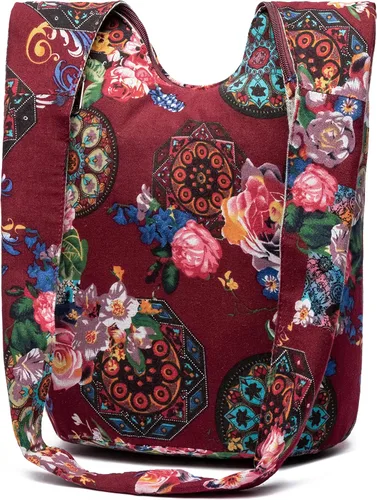 Miniatura 185 de Bolsa de hombro para mujer, de lona en estilo hippie/bohemio para llevar cruzada al hombro, disponible en diferentes colores y estampados
