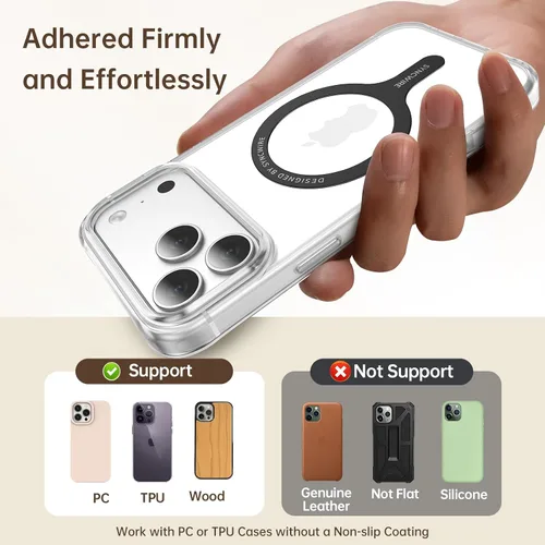 Miniatura 5 de SYNCWIRE Paquete de 3 adhesivos MagSafe, compatible con anillo MagSafe, anillo de metal compatible con carga inalámbrica, anillo magnético