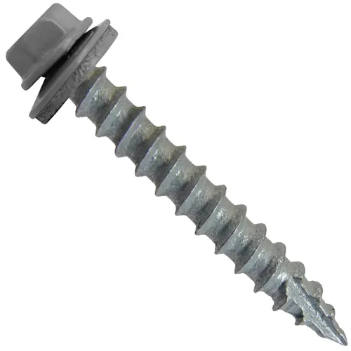 Miniatura 20 de Tornillos de metal para techos n.º 14 x 1-1/2 pulgadas, cabeza hexagonal de arandela de piel de buque Tornillo de techo de chapa metálica. Buckskin